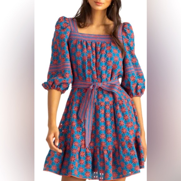 Shoshanna Celia Blouson Retail $440.00   Embroidered  Ruffle Dress Size … - Picture 1 of 9
